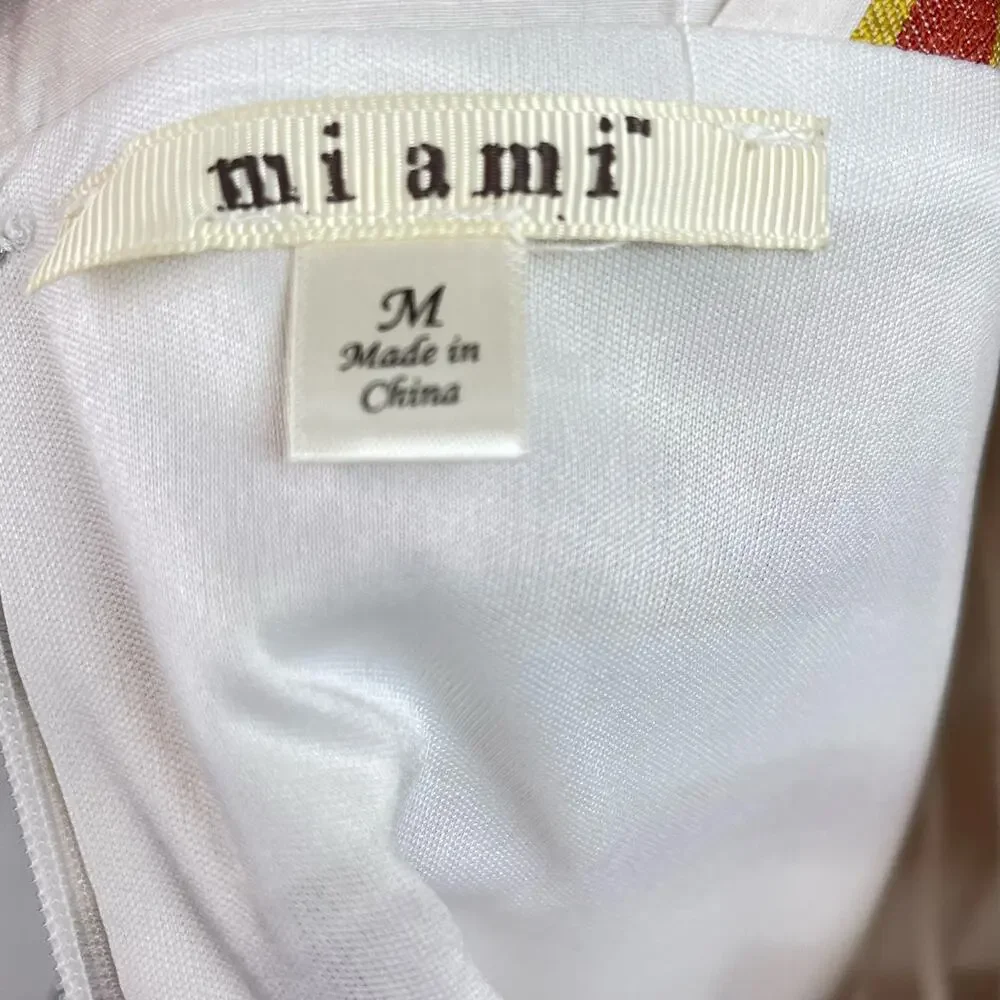 Mi Ami Retro Striped Sleeveless Fit and Flare Knee Length Dress Lined Medium